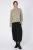 urban top / olive|silver marle stripe