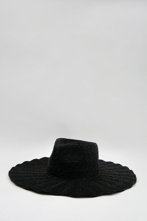 ruff straw hat / black